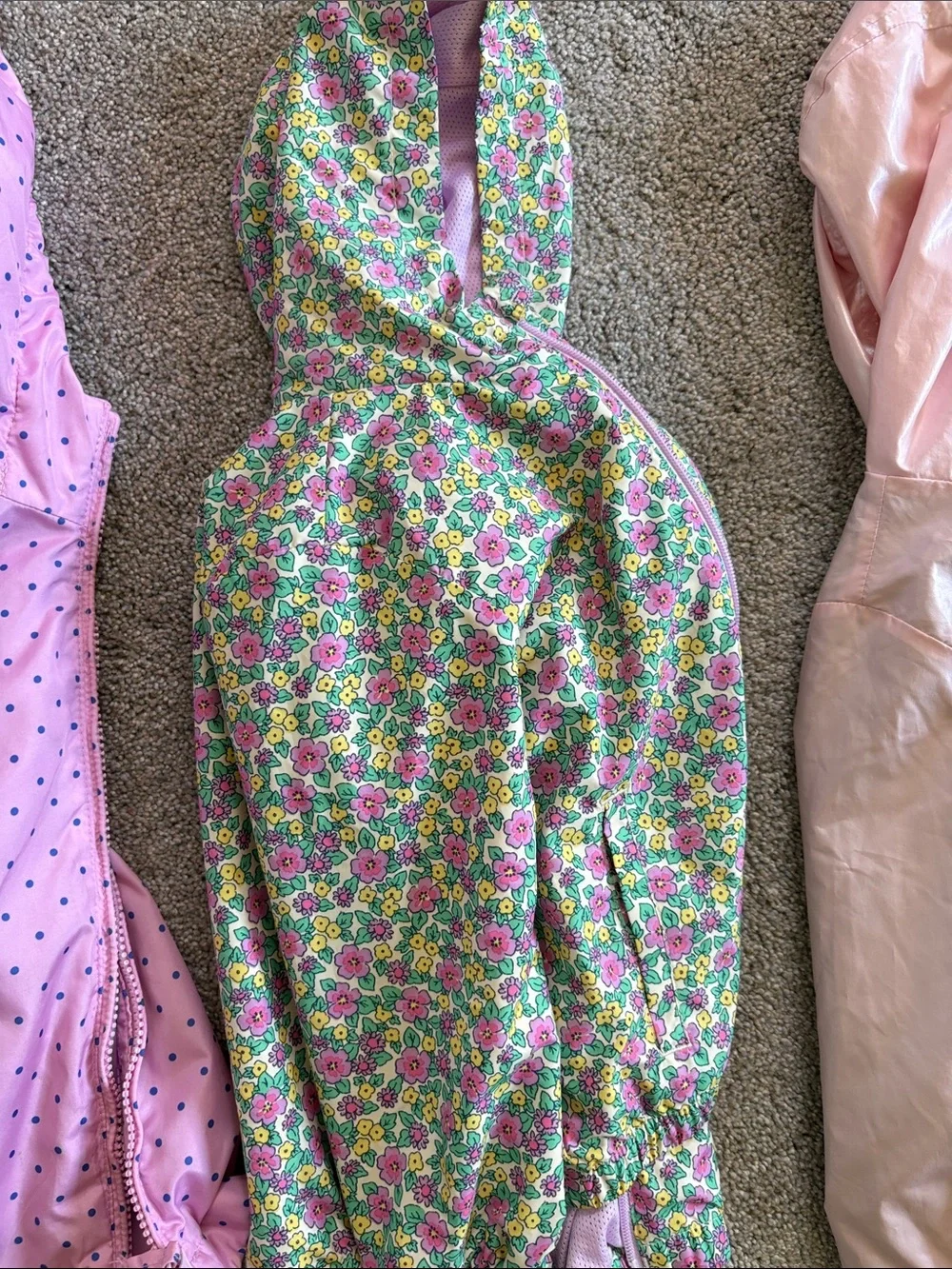 Kids Floral & Pink Hooded Rain Jackets - Pink